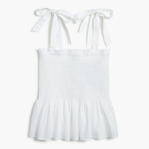 J. Crew Factory Tops - NWT J. Crew Factory White Smocked tie-shoulder tank top Size Medium